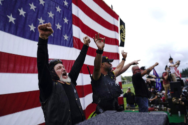 The Proud Boys demonstrate in Portland, Ore. Courtesy: Associated Press