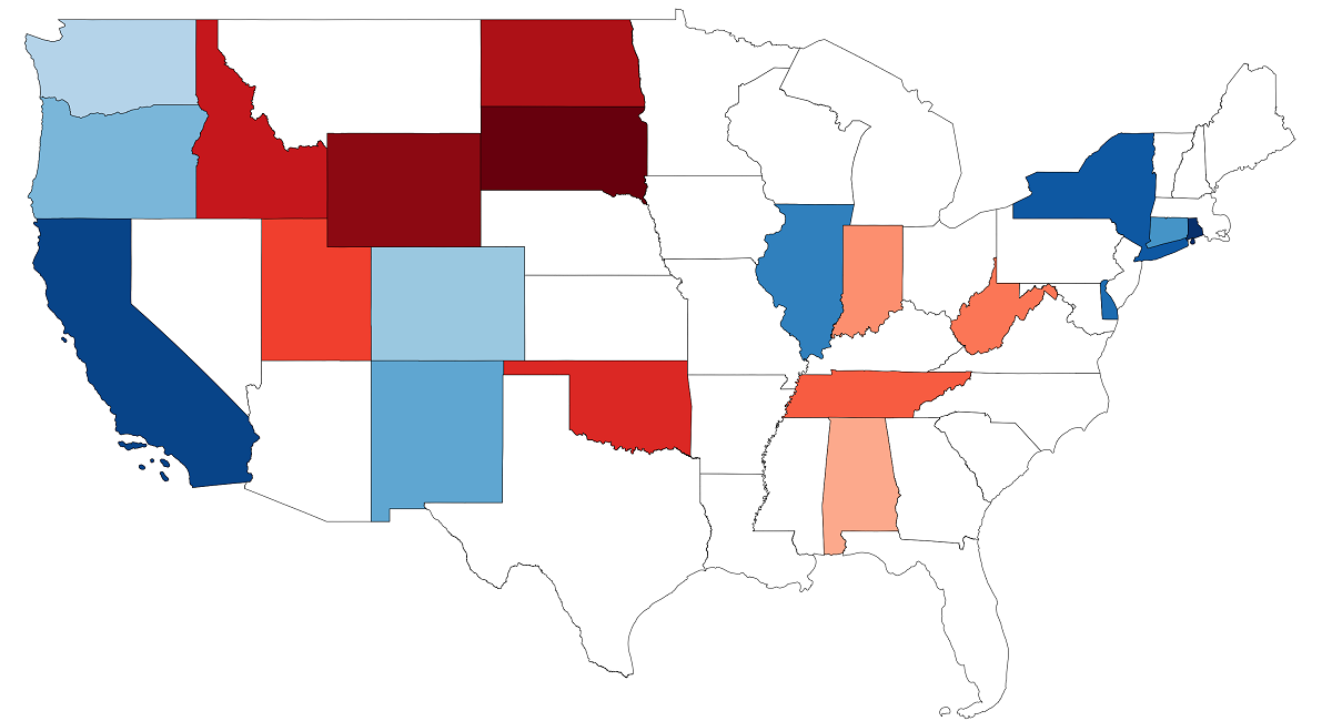 Blue Vs. Red Inequality Far Worse In DemRun States, New Census