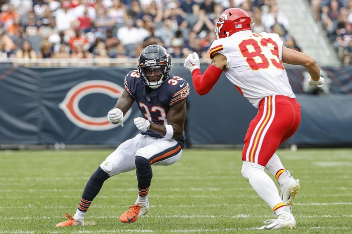 Michael Gaines of the Chicago Bears watches the action during the News  Photo - Getty Images