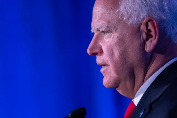 Minnesota Gov. Tim Walz speaks at a Biden-Harris campaign and DNC press conference on July 17, 2024 in Milwaukee, Wisconsin.